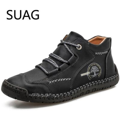 Comfortabele Casual Schoenen Heren Sneakers Leren Loafers Herenschoen Winter Ademend Platte Schoenen Mocassins Groot 47 48 47 zwart