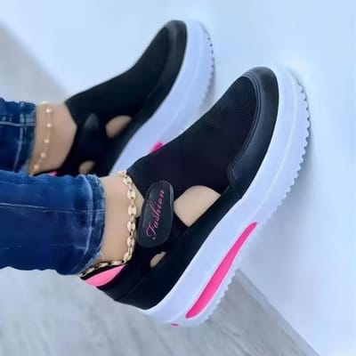 Schoenen Dames Sneakers Vrouwelijke Casual Schoenen Zomer Nieuwe Ademende Mesh Dames Sportschoenen Gevulkaniseerde Dames Platform Sandalen 38 black