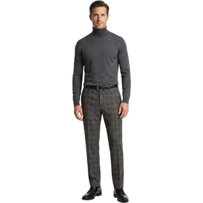 Ted Baker Herenbroek met ruitjespatroon en rechte pasvorm (Grijs)