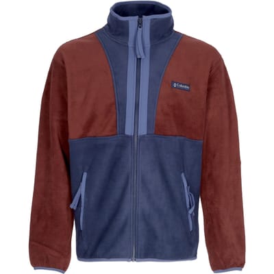 Fleecejack met volledige ritssluiting voor heren, vlierbes/kraag marineblauw/donker montain