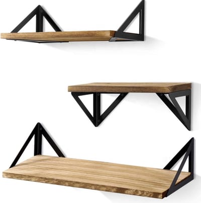 Comforder Zwevende Wandplank - 3 Stuks - 25/33/42 cm Lang - Boekenplank - Wandrek - Paulownia Hout