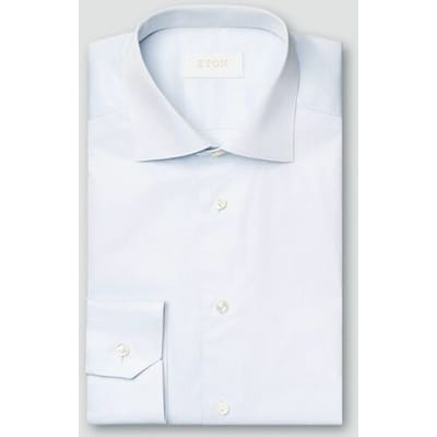 Eton Overhemd Luxury Supima 120 Organic Cotton Twill Mother of Pearl Buttons Licht Blauw / male
