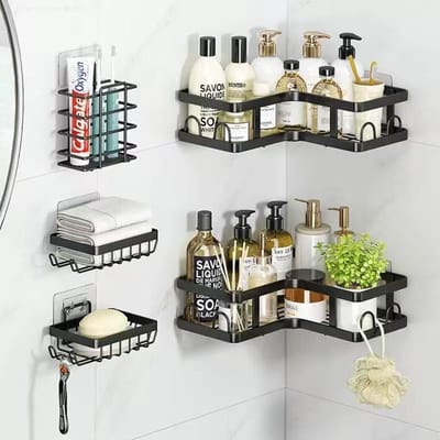 Geen perforatie nodig driehoekige opbergrek badkamerplank douche caddy rek badkamer keuken doucheplank shampoo opbergrek houder