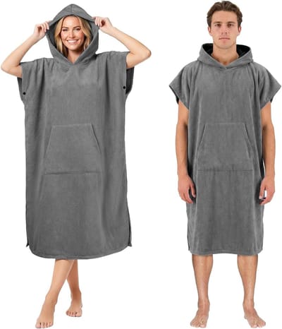 Hooded Poncho Handdoek voor Volwassenen van Microfiber - Extra Groot Strandhanddoek met Zak en Veranderrobe - Ideaal voor Zwemmen en Sauna