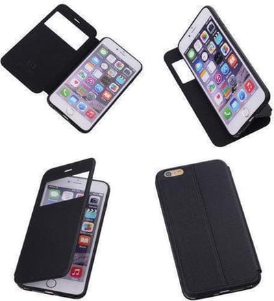 View Cover Zwart Apple iPhone 6 Plus TPU BookStyle Hoesjes