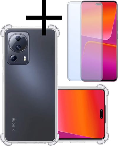 Hoesje - Met Screenprotector - Geschikt voor Xiaomi 13 Lite - Sterk & Shockproof - Siliconen Case - Back Cover - Telefoon Hoes - Shock Proof - Transparant
