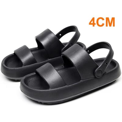 Pantoufles d'été à fond épais pour femmes, sandales confortables à semelle souple, tongs de plage antidérapantes pour l'extérieur 42-43 noir