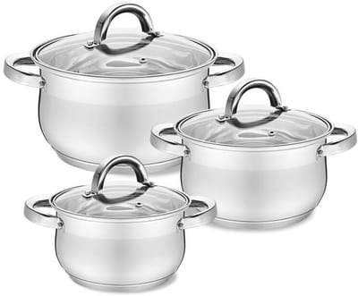Maestro MR-3522-6M - Pannenset - RVS - 6 Delig - Met Deksel