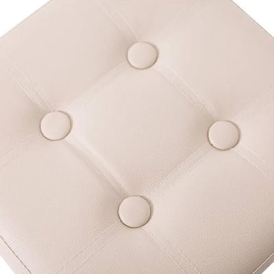 Beige Opbergpoef & Voetenbank - Moderne Kubus Kruk (30x30x30 cm)