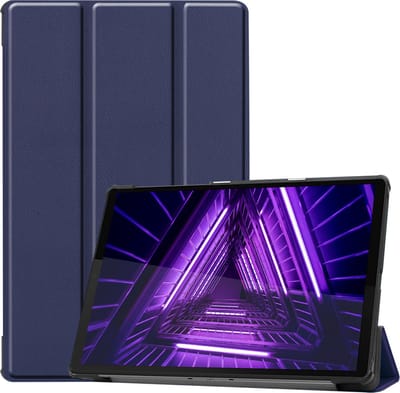 Hoes - Geschikt voor Lenovo Tab M10 FHD Plus (2e / 2nd Generatie) - Dun & Stevig - Trifold Bookcase - Hard Cover - Hardcover Book Case - Tablet Hoesje - Donkerblauw