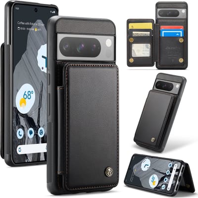 Luxe Portemonnee Backcover met Anti-RFID kaarthouders voor Pixel 8 Pro _ Zwart