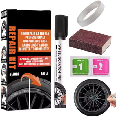 TLVX Zwarte Velgen reparatie set – Wiel kras reparatie kit – Kras verwijderen velg – Auto wiel reparatie Stoeprand schade herstellen – Lichtmetalen velgen schade herstel – Krassen remover – Black Wiel Verf – Velg Fix Kit – Complete professionele set