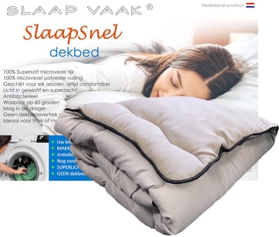 SlaapVaak SlaapSnel Dekbed - Dekbed zonder Overtrek - All Year Dekbed - Hoesloos Dekbed - Anti-Allergisch - Wasbaar - Eenpersoons - 140x200 cm - Zand