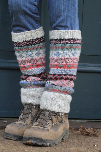 Pachamama - Wollen beenwarmers met ingebreide patronen - Oatmeal - Finisterre - One size - Fair trade - 100% wol