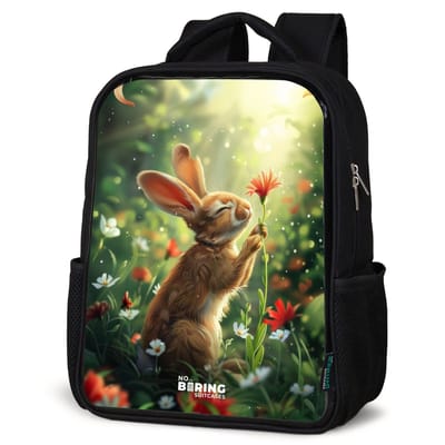 NoBoringSuitcases.com® - Rugzak zwart - Schooltas jongen & meisje - Kasper konijn - Rugtas voor school - Boekentas kind - Schoolrugzak - Kinderrugzak