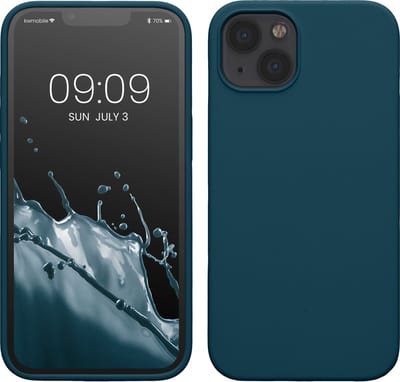 kwmobile telefoonhoesje geschikt voor Apple iPhone 13 - Hoesje met siliconen coating - Smartphone case in petrol