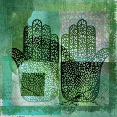 Safaary - Oosters schilderij Mehndi hands Dai Groen