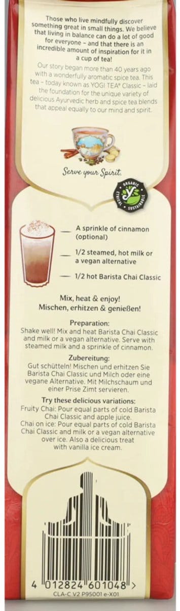 Yogi tea Biologische Thee Barista Chai Classic - 3 x 1000 ml - Voordeelverpakking