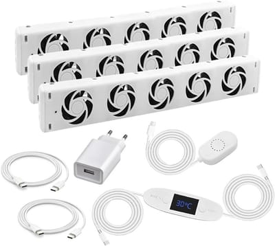 Verwarming Ventilator - Radiator Booster - Energie Besparen - Automatische Temperatuurregeling - 47 cm Lengte - Wit