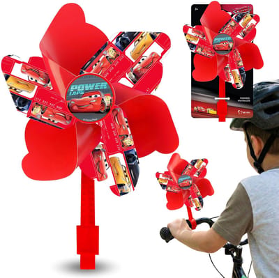 DISNEY CARS Windmolentje voor op het stuur van een fiets, windmolentje met bevestiging voor een kinderstep