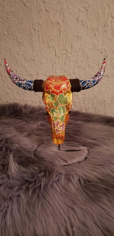 Buffelkop Handbeschilderd door Maya-Indianen.