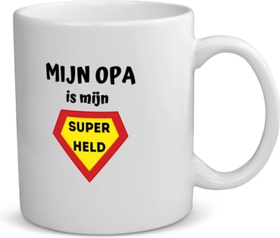 Akyol - mijn opa is mijn superheld koffiemok - theemok - Opa - super opa - verjaardag - cadeautje voor opa - opa artikelen - kado - geschenk - 350 ML inhoud