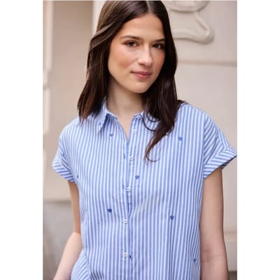 Blouse met hangende schouder en borduursel