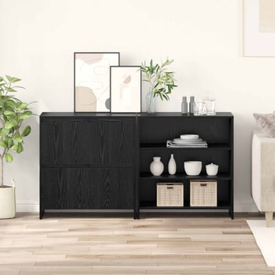 vidaXL - Dressoir - 2 - st - Zwart - Eiken - 70 - x - 41 - x - 75 - cm - Bewerkt - hout