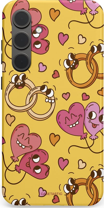 Casetastic Hoesje Geschikt voor Samsung S24 Plus - Stijlvolle Beschermende Duo-layer Case - Gele Hartenpret