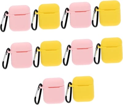 Oortelefoon Beschermhoes - Hoesje met Haakje - Bescherming en Organisatie - Lichtgewicht Duurzaam Ontwerp - 10 Stuks - Roze Geel