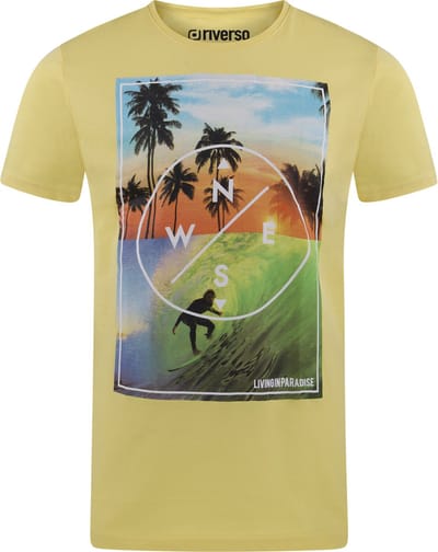 riverso Heren T-Shirt RIVLukas regular fit Geel S Ronde Hals Volwassenen - gemaakt van 100% katoen
