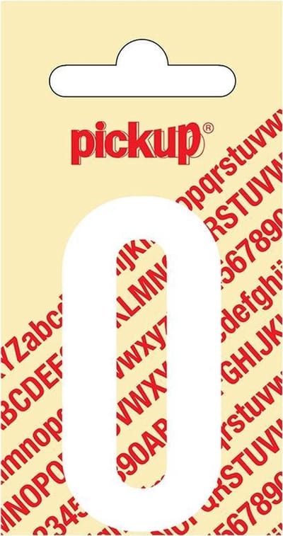 Pickup plakcijfer Nobel 60 mm wit 0 - 310120600