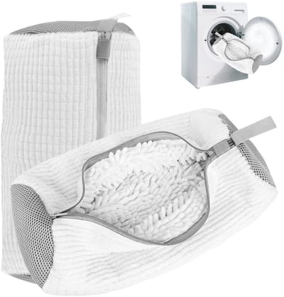 Schoenwaszak voor Wasmachine - Wit - 2 Stuks - Duurzaam en Ademend Materiaal - Voor Sneakers en Schoenen