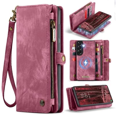 CaseMe 008 Geschikt voor Samsung Galaxy A57 - 2-in-1 Book Case en Back Cover - Magnetisch Uitneembaar - Portemonnee Hoesje - Rood