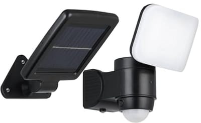 Buitenwandlamp met Bewegingsmelder - Zwart, LED, Zonne-energie, IP44, Kunststof