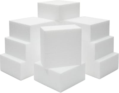 Knutselschuim blokken voor beeldhouwkunst en doe-het-zelf projecten - 12 stuks, wit, 10 x 10 x 5 cm