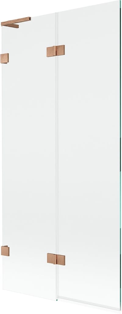 Mexen Lunar L badwand 2-delig links 90 x 150 , transparant, geborsteld koper - 897L-090-100-65-00-L