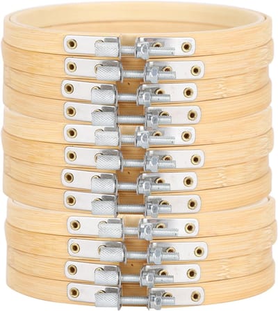 12 stks Crossed Stitch Hoops 5.1in Bamboe Borduurringen Verstelbare Cirkel Ringen voor Crossed Stitch Naaien Craft