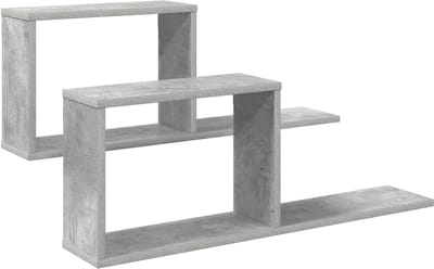 vidaXL - Zwevende - schappen - 2 - st - Betongrijs - 80 - x - 15 - x - 30 - cm - Bewerkt - hout