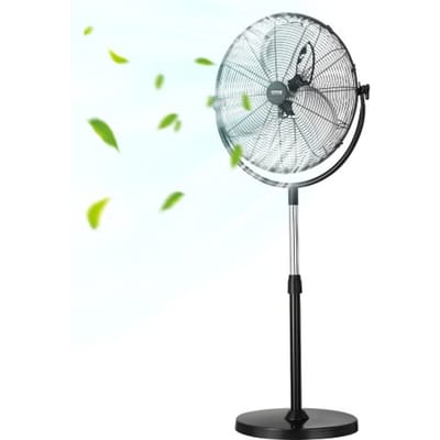 VEVOR Industriële Staande Ventilator, 560 mm Ventilator met Verstelbare Hoogte van 115-147 cm, Staande Ventilatoren met 3 Verstelbare Snelheid, Windmachine voor Woonkamer, Huis, Kantoor, Zwart