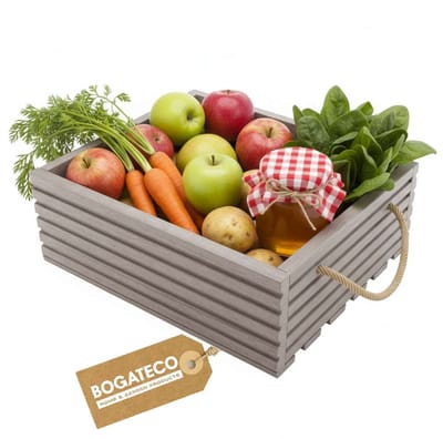 BOGATECO Houten kist Natuur 40x35x14,5 cm Houten kist Decoratie Houten doos Fruitkist Groentekist Houten kist voor opslag Opbergdoos Kist Hout Cadeau Decoratie Wijnkist GRIJS
