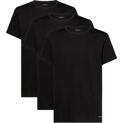 Calvin Klein T-shirt à Manches Courtes Coupe Slim Coupe Droite Logo Uni Lot de 3 Homme Hauts Noir 000NB4011E-001 M black