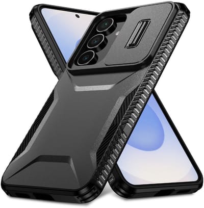 Hoesje Geschikt voor Samsung Galaxy S25 FE | Back Cover met Camera Slider | Schokbestendige Case | Camera Cover | Stevig | Zwart