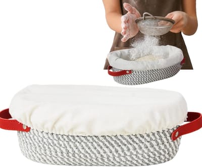 Rijsmand Set - Broodmand Bakvorm - Ambachtelijk Brood Maken - Dubbele Handgrepen - Ovaal 26x14x9.5cm - Natuurlijk