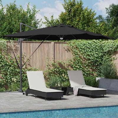vidaXL - Roma - Parasol - Zwart - 286 - x - 284 - x - 270 - cm - Aluminium - en - Polyester