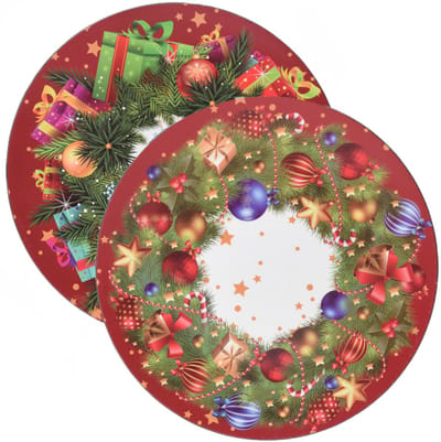 Christmas Decoration kerstdiner onderborden -4x - 33 cm -kunststof - kerst thema