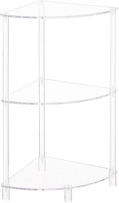Acryl Hoektafel - Driehoek bijzettafel - Ruimte Organiseren - Drie Laags Ontwerp - 30x30x65 cm - Transparant