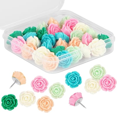BOTC Punaises - Fotohangerhaken - Set van 30 stuks - Voor prikbord, memobord en Foto - Roos