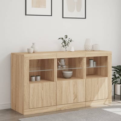 vidaXL - Dressoir - met - LED-verlichting - 123x37x67 - cm - sonoma - eikenkleurig