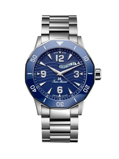 Jean Marcel Tropical Diver - horloge - blauw / zilverkleurig - stalen band - 42 mm